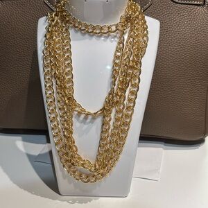 Vintage Monet 106″ Gold Curb Link Opera Necklace Extra Long Layering Chain Belt